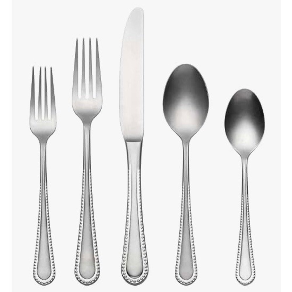 Oneida Hartwell 42 Piece Flatware Set 18/0 Stainless Steel Service for 8 Beaded